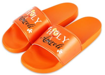 XIAZHDZ Aperol Gift - Chaussons de bain Aperol Spritz pour homme et femme - Unisexe - Avec imprimé « Holy Aperoli » - Chaussures d'été confortables et antidérapantes - Pour la plage, la piscine et les