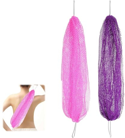 African Net Sponge Authentic, 30 x 60 cm, éponge africaine en maille filet africaine authentique, serviette de douche exfoliante antibactérienne africaine, serviette de douche, soin du corps (violet