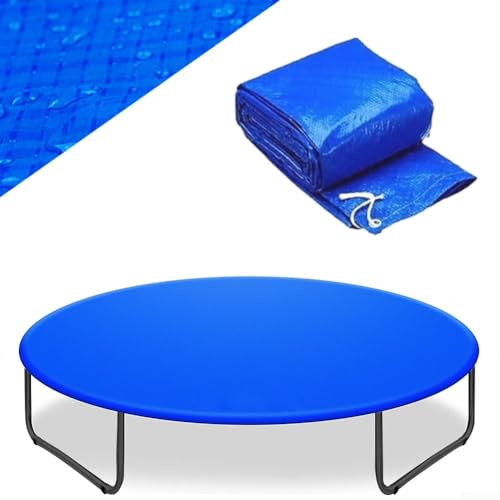 Hasaller Cubiertas para camas elásticas resistentes al desgarro, tela de fibra de plástico, cubierta de lluvia, impermeable, para exteriores, lona protectora para jardín, camas elásticas redondas (366