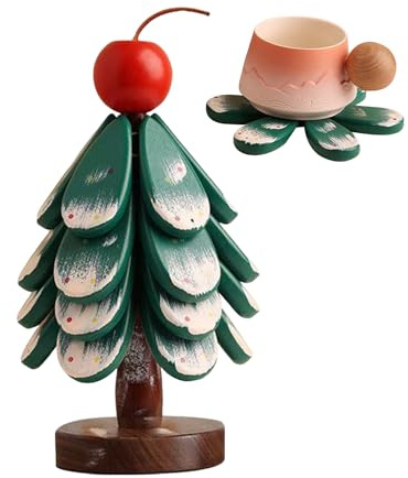 Set de Dessous de Verre Arbre en Bois Dessous De Verre Forme Sapin De Noël