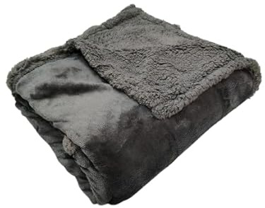 TENDE ARREDO TESSILE - Coperta Pile Matrimoniale Copriletto Invernale (200x220 cm) Plaid Divano Morbido e Caldo, Perfetto per Rilassarsi sul Divano o Avere Calore Extra Durante la Notte (Grigio Scuro)