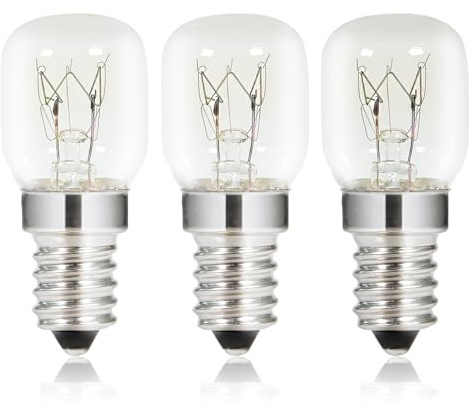 Bpzmm Ampoule de Four T22 E14, Lampe Four 25W Petit 300 Degré Résistante, 120LM Blanc Chaud 2300K, AC 220-240V, E14 Petit Culot à Vis Pygmy Lamps pour Réfrigérateur Micro-ondes Lampe à sel, Lot de 3