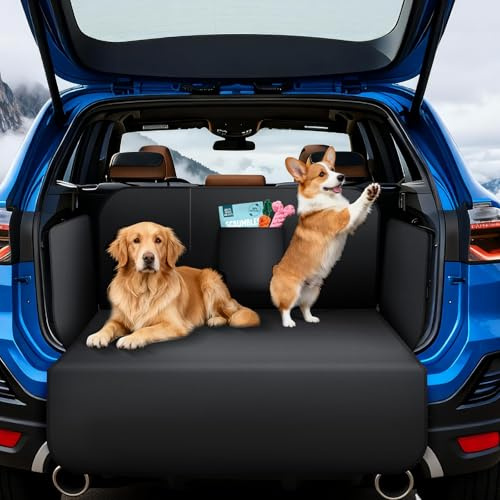 AiQInu Kofferraumschutz Hund 184 x 105cm, Kofferraum Schutzmatte mit Seiten und Ladekantenschutz, Wasserdicht, rutschfest, Kratzfest, Universelle Hundedecke Auto Rückbank für Auto, Kombi, Van & SUV