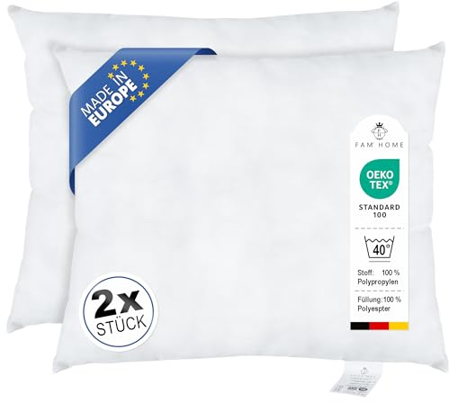 FAM Home Kissenfüllung 50x60 cm (2er Set) Sofakissen Dekokissen 580g | Ideal als Innenkissen & Füllkissen für Zierkissen: Mittelfest, hypoallergen und maschinenwaschbar. Perfekte Form für Bezüge.
