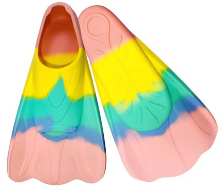 YuLiMirich Flossen Kinder, 100 % Silikon Schwimmflossen Kinder Meerjungfrau, Kurzflossen für Tauch- und Schwimmtraining, Bequeme Flossen für Jungen und Mädchen