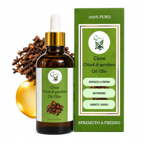 Cresci Più Olio di Chiodi di Garofano Naturale – Olio Essenziale Purificante per Pelle e Corpo – Aroma Speziato e Rinvigorente – Ideale per Massaggi e Aromaterapia – 50 ml