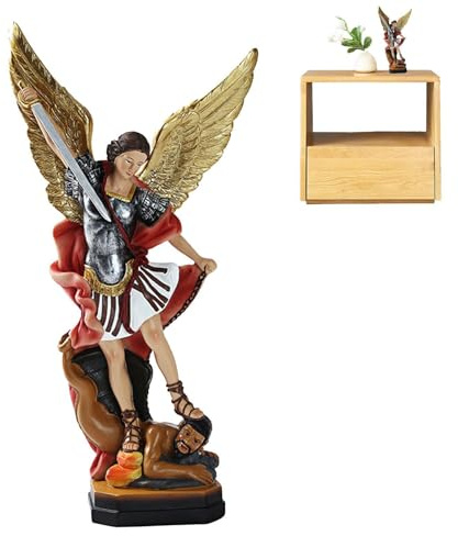 Genérico Estatua de Arcángel | Figura arcángel Miguel Coloreada - el Arcángel derrotando a Satanás estatuilla Religiosa Coleccionable Ángel Escultura Decoratiom