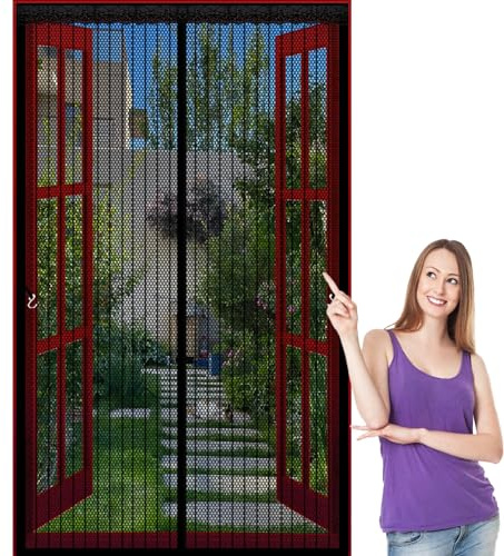 Zanzariera Magnetica 74 x 225 cm Anti Zanzare Insetti, con Calamita & Pesi, Chiusura Automatica, con Nastro Adesivo, Tenda Magnetica Zanzariera per Balcone Soggiorno, Nero