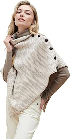 Merinowolle Herringbone Irish Poncho (Wicker)