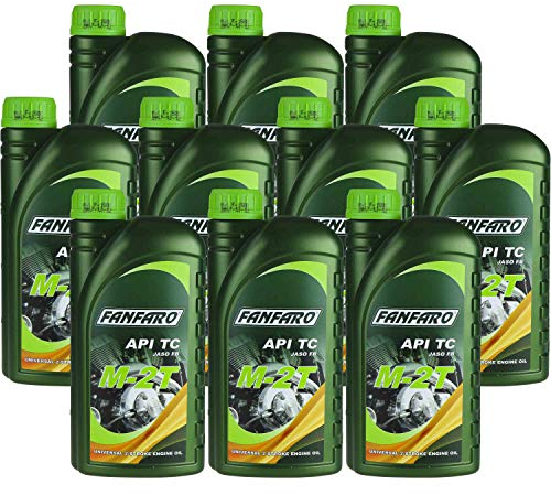 10x1 Liter FANFARO M-2T Universal 2-Takt API TC Motorrädöl Zweitakt Motoröl Öl