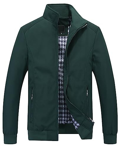Allthemen Mens Summer Bomber Jackets Baseball Lightweight Windbreaker Sports Coat #1601 Green 1 M