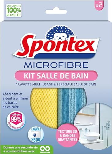 Spontex - Kit de Microfibra para Cuarto de baño (Microfibra, Multiusos, para Absorber y Eliminar Las Marcas de Cal