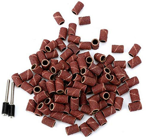 100pcs 80#-600# Abrasive Sandpaper Drum Sanding Kit Grit Nail Drill Bits Sandpaper with 3.17 Sanding Mandrels Rotary Tool,180 Grit
