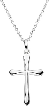 SCHOSCHON Halskette Kreuz Anhänger 925 Silber 23 mm Geschenk Konfirmation | Mädchen Firmung Kommunion