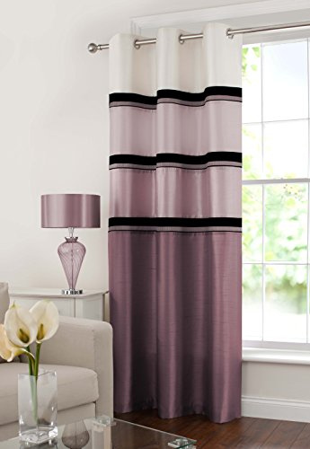 GYROHOME Grommet Top Faux Silk Curtains Fully Lined Room Darkening Drapes Thermal Insulated Mix and Match Window Treatment Panels for Bedroom, 1 Panel, Heather, 132x160 cm