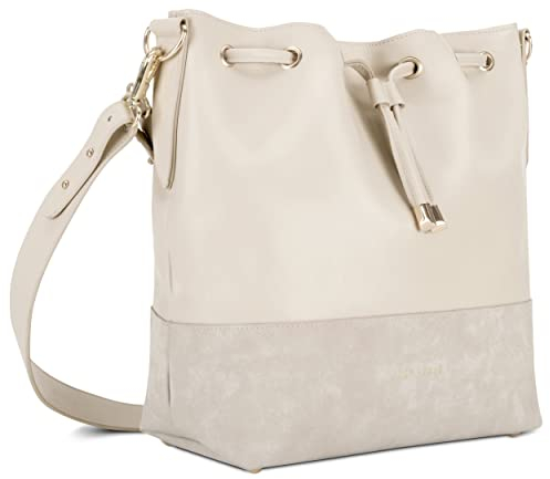 Expatrié Beuteltasche Damen Beige - Sarah Medium - Handtasche aus Veganem PU Leder - Umhängetasche für City, Business, Freizeit - Schlicht & Stylisch