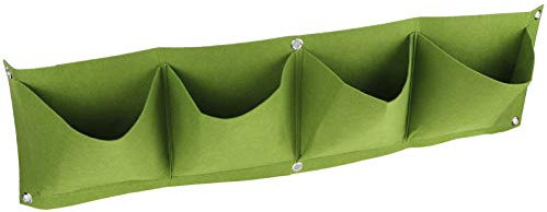Hängende Pflanztasche, Wand-Pflanzentasche, Filz, 4 Stück, 4 Taschen, Pflanzen-Anbautasche, an der Wand befestigt, wiederverwendbar, abbaubar, Filz-Gartenpflanzer(Grün)