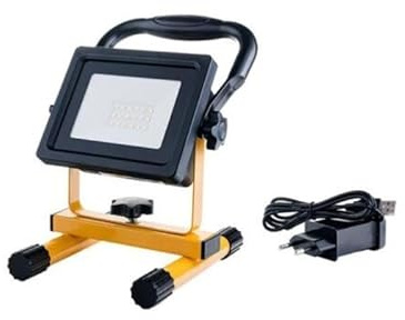 Proyector LED recargable de 20 W portátil IP44 amarillo – blanco frío 6000 K – 8000 K – SILAMP