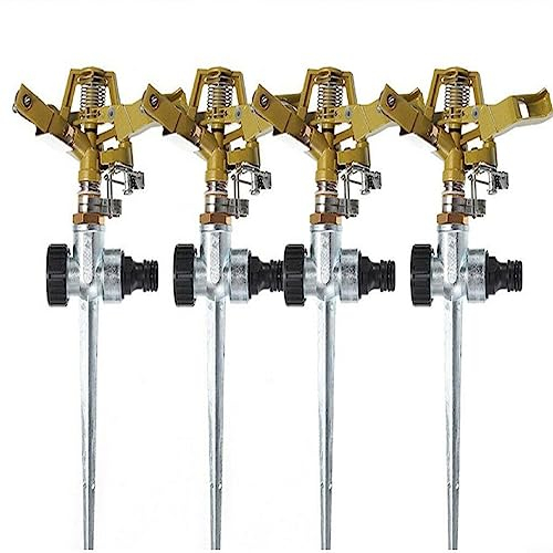 4 x Rasensprenger aus Metall, Impulsregner, Rasensprenger