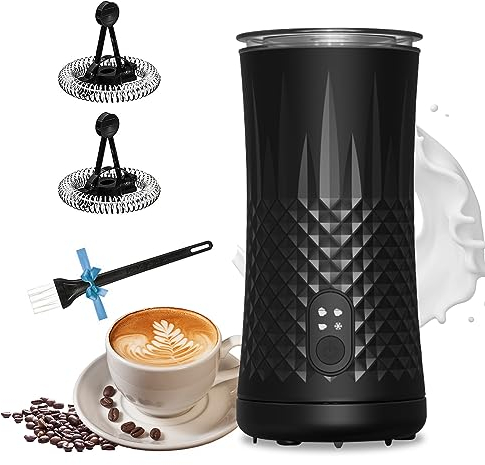 VRORFUN Espumador y vaporizador eléctrico 4 en 1, espumador automático de leche y calentador de leche, máquina de espuma de leche caliente y fría para café, café con leche, capuchino, funcionamiento