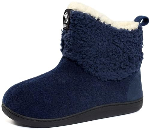 GURGER Chausson Montant Homme Femme Hiver Chaud Peluche Chausson Bottines Pantoufles Intérieur et Extérieur