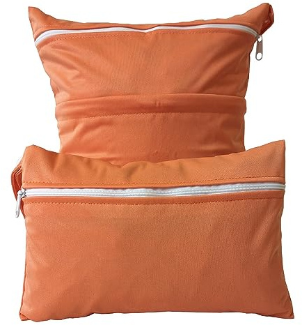 Wetbag Nassbeutel, 2 Stück Wasserdichte Windeltasche für unterwegs Stoffwindeln Nasstaschen Nasse und Trocken Wetbag Organiser Wäschebeutel Kinderkarten Organiser Beutel mit Reißverschluss -orange
