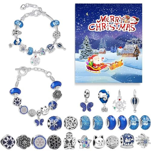 Advent Calendar 2025 for Girls Kids Christmas Countdown Calendar, DIY 24 Days Christmas Jewelry, 2025 New Charm Bracelet Advent Calendar for Girls (Set E)