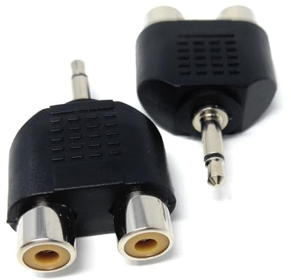 DRUT 2pcs. 3.5mm MONO Jack to 2 x RCA Female Phono Connectors Plugs Audio | Durable, reliable connectors. No drivers needed, plug & play. Great for guitar pedals, keyboards, PA systems, and mono...