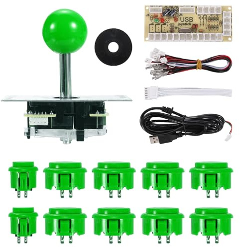 QUARKZMAN PC Joystick Bricolaje Kit Arcade Juego Joystick Bricolaje Partes Arcade Botón ABS 5 Pin para PC Clásico Arcade Verde