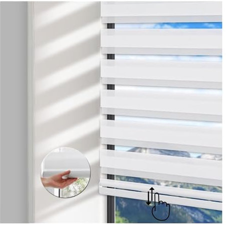 Kabellose Zebra-Fensterrollos for Verdunkeln, kabellose Zebra-Fensterjalousien mit modernem Design, Rollos mit zwei Schichten, Jalousien mit zwei Schichten ( Size : W120xH300cm/W47.24xH118.11in )