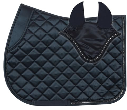 Horses Set Sottosella e Cuffietta Brilliant, Stile e Comfort per Il Tuo Cavallo da Tosoni Selleria (Blu, Dressage Full)