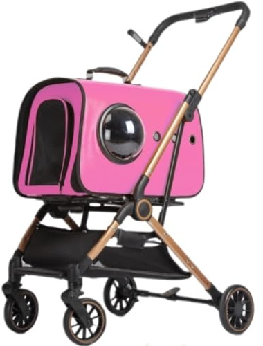 Hundewagen Hundebuggy Katzenwagen Zusammenklappbarer Reise-Haustier-Kinderwagen Mit 4 Rädern Und Abnehmbarem Träger Für Kleine, Mittelgroße Katzen Und Hunde Haustier-Kinderwagen Hund Kinderwagen(Color