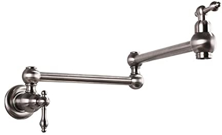 Wasserhähne, Topffüller, Messing, 2 Griffe, ein Loch, Wandmontage, 360° drehbar, klappbarer einzelner Kaltwasserhahn, Küchenspüle-Wasserhahn mit Doppelgelenk-Schwenkarmen, gebürstetes Gold(Brushed)