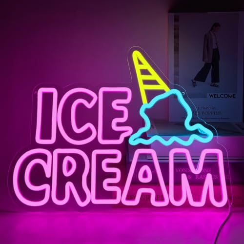 YUEYYNS LED Neon Sign Eis Neonlicht USB Buchstaben Neonlichter 42x32 cm Acryl Neon Schild Wandmontage Dekoration für Bars, Partys, Schaufenster und Geschäfte