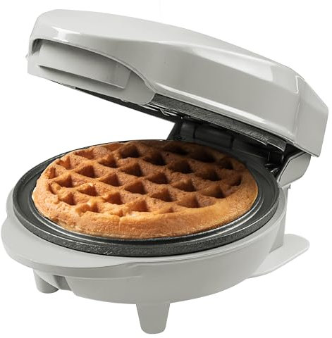 Bestron Mini gaufrier pour gaufres classiques, Petit gaufrier avec revêtement anti-adhésif, pour les anniversaires d'enfants, les fêtes de famille, Pâques ou Noël, Design: rétro, Couleur: Gris