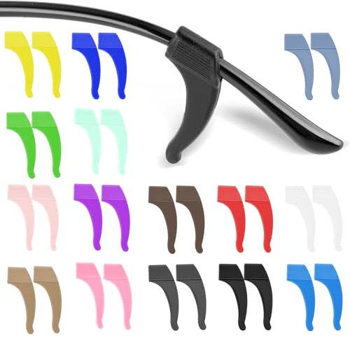 Dimeho 15 Paar Mehrfarbig Antirutsch Brillenbügel Ohrbügel, Silikon Brillenhalter Bequemer Sport-Brillenbandhalter, Hülsenhalter, elastischer Brillenhalter aus Silikon mit Box Zubehör für Brillen