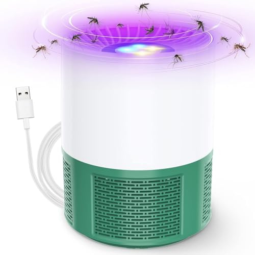 Elektrisch Fliegenfalle, Insektenvernichter Elektrisch Mückenfalle Tragbare UV Fliegenfalle Mückenschutz Stumm USB Mückenlampe Moskitoschutz Insektenfalle für Haus Aussen Camping Garten Queenmew