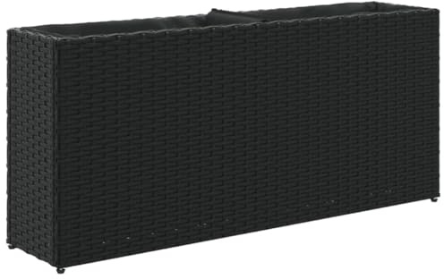 vidaXL Pflanzkübel mit 2 Töpfen 2 STK. Schwarz 90x20x40 cm Poly Rattan