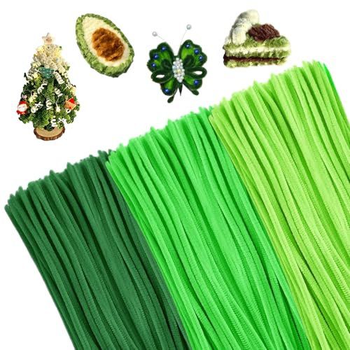 300 Skt Pfeifenputzer zum Basteln 3 Verschiedene Grün Pfeifenreiniger Bunt Biegeplüsch Basteldraht 30cm Pfeifenreiniger Chenilledraht Pfeiffendraht für Kreative DIY-Projekte und Basteldeko