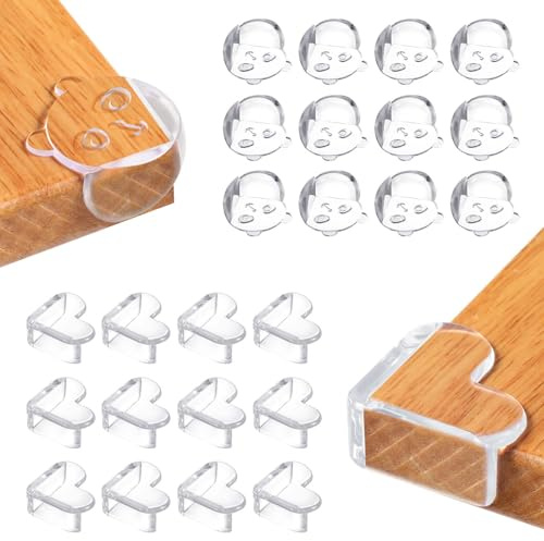 Vinabo Paraspigoli per Bambini, 24PCS paraspigoli Autoadesivo, Protezione Antiurto per Bambini e Bambini, Protezione Angoli per Tavolino per Mobili, Sicurezza Bambini, Culla