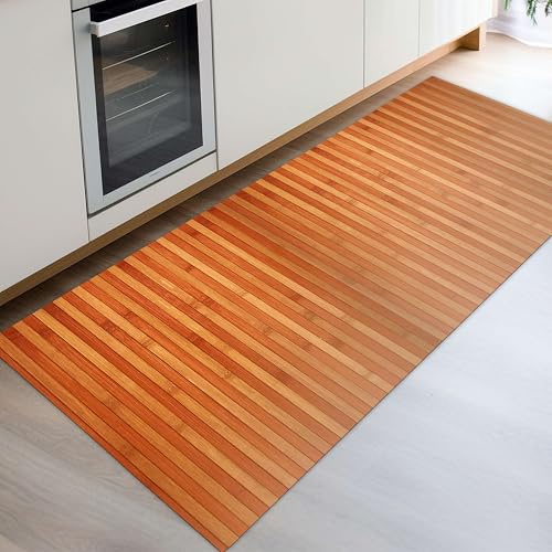 CosìCasa Bambusteppich für die Küche aus umweltfreundlichem Holz | Vielseitiger Küchenteppich, rutschfest, waschbar, perfekt als Badezimmerteppich, Küchenläufer oder Outdoor-Teppich [50 x 100 cm, Rot