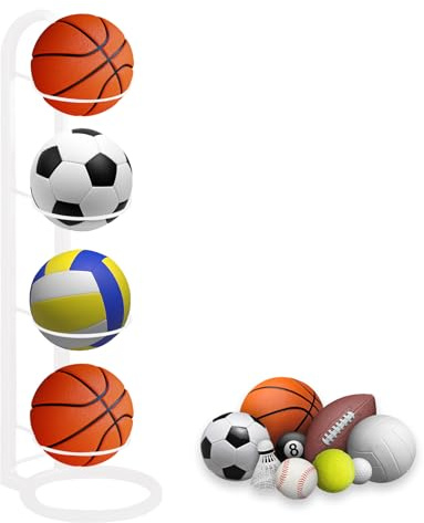 thirei Soporte Balon Futbol, 4 Niveles para Balones de Fútbol, Soporte Vertical para Pelotas de Futbol, para Guardar Balones de Baloncesto, Fútbol y Voleibol