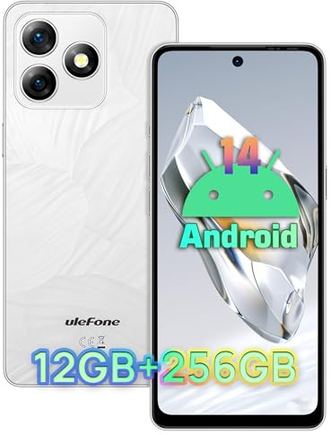 Ulefone Note 18 Pro Smartphone Android 14, 12GB + 256GB /2TB Erweiterbar, 64MP + 32MP Kamera Handy, 6.78 HD+ Display 5450mAh Akku Smartphone Ohne Vertrag, OTG/NFC/GPS/Dual SIM/Face ID-Weiß