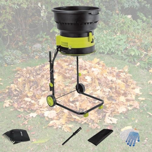 Trituratore elettrico da giardino 8000 giri/min 2500 W trituratore di foglie con ruote e borsa portaoggetti Protezione contro il surriscaldamento con ruote e borsa portaoggetti,60M