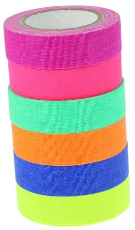 KONTONTY Cinta Fluorescente de Neón con Luz para Enmascarar Que Brilla en La Oscuridad Fácil de Despegar 6 Rollos de 15 Mm X 5 M