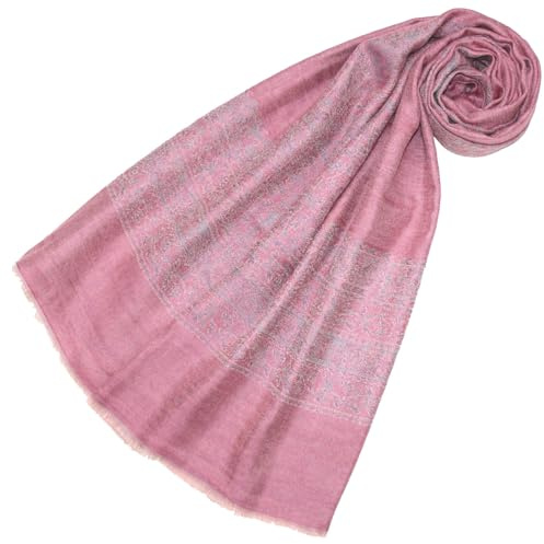 Lorenzo Cana Luxus Wollschal Seidenschal Damenschal Schaltuch Schal jacquard gewebt Naturfasern 50% Wolle 50% Seide Hellrot Rosa Blau Gelb 78576