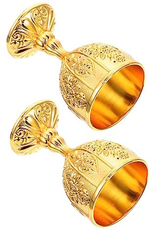 MAGICLULU 2 Juegos Copa De Vino Copas De Vino De Oporto Copas De Coctel Copas De Vino Francés Cristalería Gótica Copas De Vino Sin Tallo Vasos De Copa Golden Aleación 2 Piezas * 2