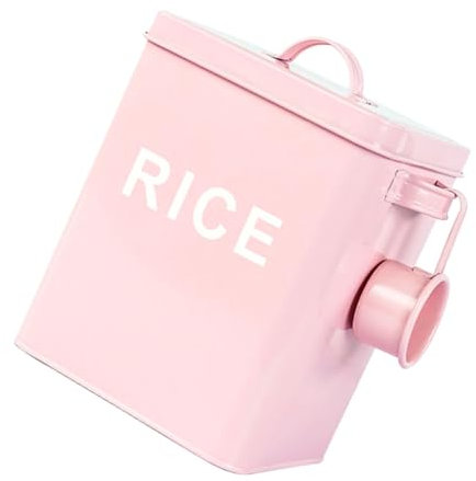 DINHEAROM 1pieza Barril De Almacenamiento De Alimento Para Mascotas Hermético y Prueba De Humedad Contenedor De Comida Para Perros y Gatos Medidor Rosa