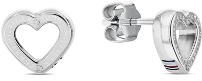 Tommy Hilfiger Jewelry Pendientes de Botón para Mujer de Acero Inoxidable con Forma de Corazón - 2780971, EARRINGS, Silver