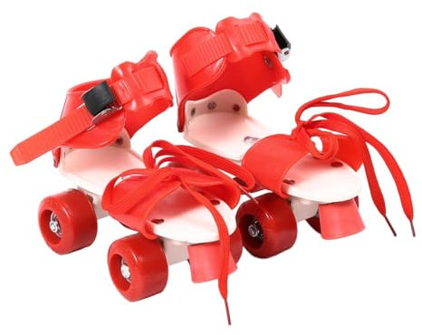 Fenteer Verstellbare Rollschuhe für Kinder Vier Räder bequem leichte einfache Training Rollerskate Doppelreihe für Kinder Kinder, Rot